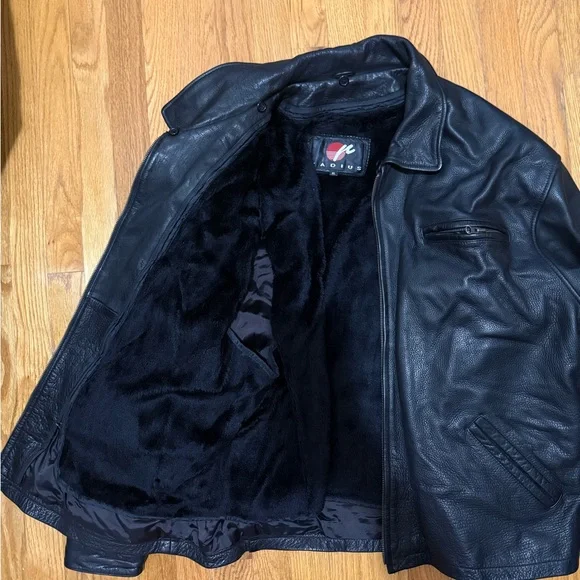 men’s black vintage radius leather jacket - Picture 3 of 7